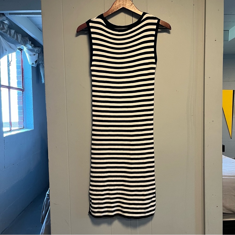Nicole Miller Black and White Striped Mini Dress